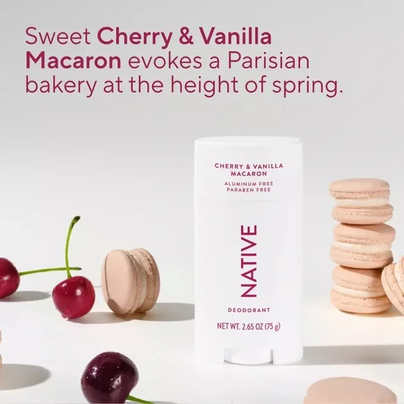 Native Cherry Vanilla Macaron Deodorant - 2for1 sale aluminum free - Picture 2 of 4
